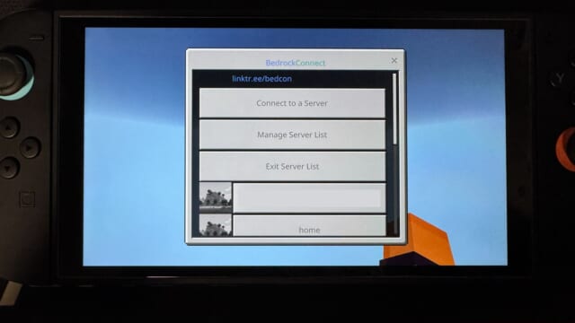 Switch 2のマイクラで開いたBedrockConnectのサーバー一覧画面